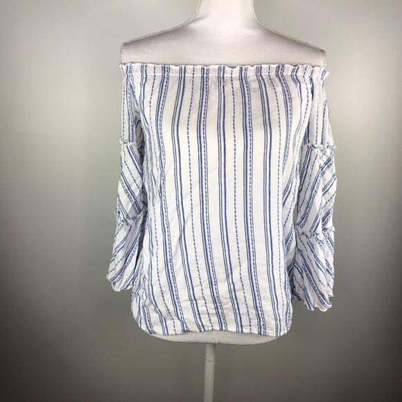 Anthropologie Drew Blue and White Striped Top S - Picture 2 of 6
